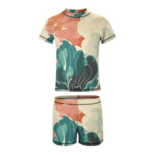 Retro Flower PatternChildren's Casual Swimsuit Set - Simple and Versatile9-11Y（140cm）2