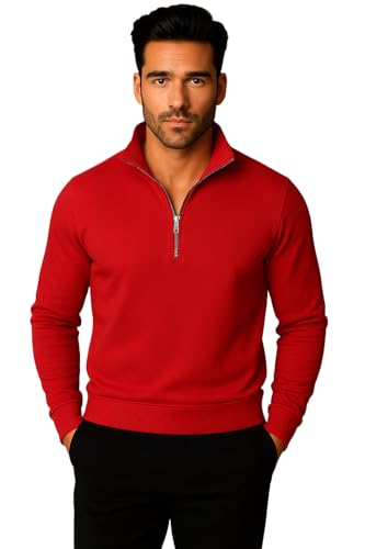 Image of Mack Jonney Men's Fleece Half-Zip High Neck Sweatshirt | Warm & Stylish Winter Wear -M4380