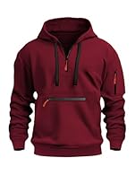 EYE-CATCHING -- Men's Hoodies feature quarter-zip design, easy to put on or off. Zip with contrast color add a stylish touch. Ribbed hem and cuffs conform to the body and lock in warmth FLEECE LINED -- Hooded sweatshirt are crafted from a perfect ble...