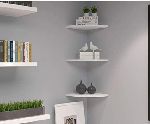 XYL HOME Estantería Dormitorio Decoración Tabique Libre de Golpes Estante de Pared Triangular Aplique de Pared en Forma de Abanico Tablero para Colgar en la Cocina, Blanco Brillante