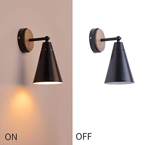 Mwz Rustic Farmhouse Black Metal And Wood Wall Sconce Adjustable Lamp，2 Pack,Rustic Wall Lighting Fixture For Bedroom, Living Room, Headboard, Garage, Porch #TOP6