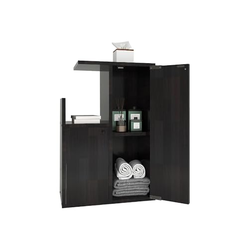 Image of DF2H Bedside Table | 1 Year Warranty | Contemporary & Slim Bedside Table, Hana, Side Table Nightstand Wenge Colour (Melamine Finish)
