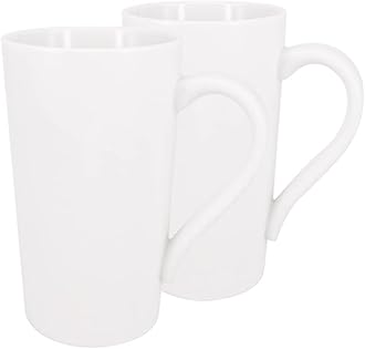 YBCPACK 2 Pack 20 OZ 600ml Porcelain Mug Coffee Cups Plain Large Tall White Ceramic Cup Milk Tea Coffee Mug with Handle