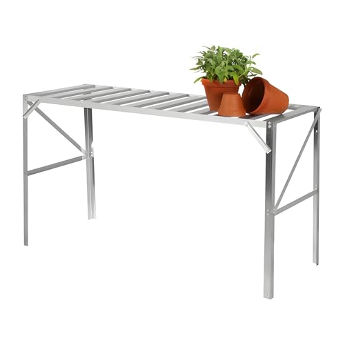 Lacewing 126cm Silver Traditional 1 Tier Shelves Greenhouse Staging Garden Storage Shelving Shed Rack Set of 1