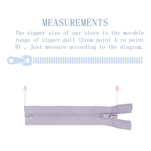Image of ANPURZII 3PCS #5 34 Inch Light Purple Separating Jacket Zippers for Sewing Coats, Molded Plastic Bulk Zippers(Lightpurple 34 inch 3PCS)