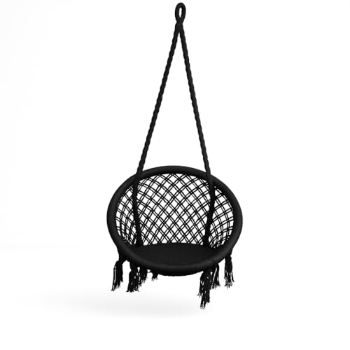 Labonya Macrame Hanging Chair Swing, Indoor Outdoor Round Hammock with...