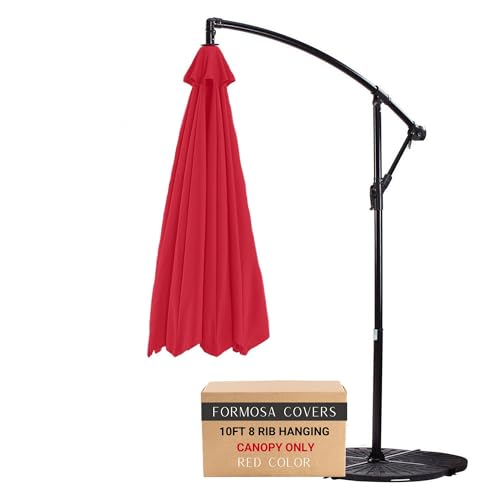 Formosa Covers Replacement Umbrella Canopy for 10ft 8 Rib Hanging Market Outdoor Patio Shades in Red Ribs Length 58
