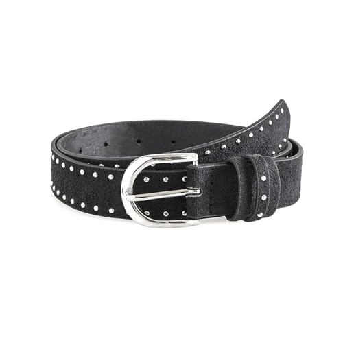 Belivceng Cinturón de ante sintético morera para mujer con remaches, estilo western, accesorio de vaquera.,Negro,100