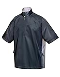 AFC Men's Windproof Water Resistant WindShirt 1/2 Zip Short Sleeve Shirt Jacket (US, Alpha, 3X-Large, Regular, Regular, Black)