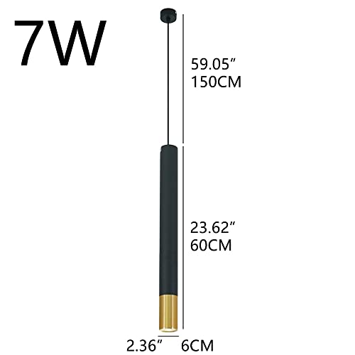 Suspension cylindre noir 7W design minimaliste pour éclairage chic