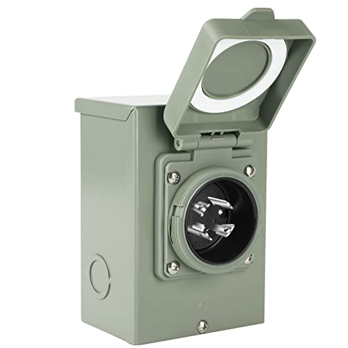 Bebobly Generator Inlet Box, 30 Amp Nema L14-30P Power Inlet Box For 4 Prong Generator Cord, 7500 Watts,125/250 Volt Receptacle For Outdoor Use, Weatherproof, Etl Listed #TOP3