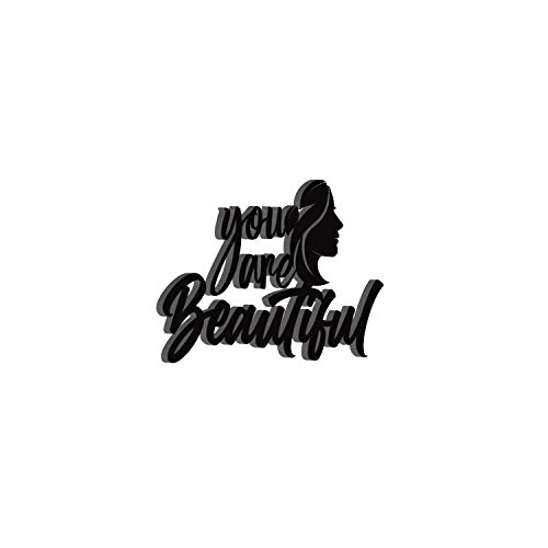 Image of eCraftIndia You are Beautiful Woman Black Engineered Wood Cutout Wall Art Decor| Wall Decoration Items| Wooden Wall Decor Item| Home Wall Decor for Living Room Bedroom| Gift for Diwali Women's Day