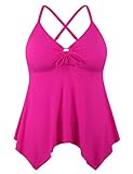 Mycoco Women Tankini Tops Only Swimwear Tummy Control Swim Tops Bathing Suit Tops Rose Red US 14