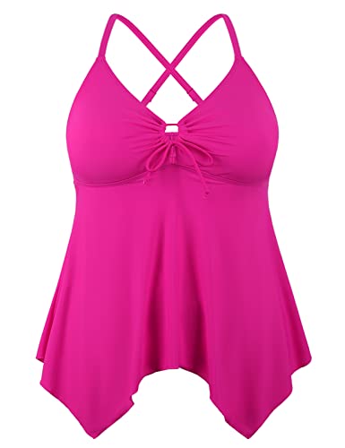 Mycoco Women Tankini Tops Only Swimwear Tummy Control Swim Tops Bathing Suit Tops Rose Red Us 14 #TOP1