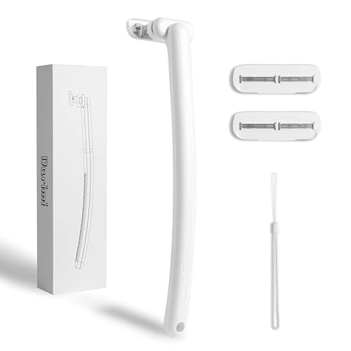 Durimi Afeitadoras de espalda para hombres: la afeitadora de pelo de espalda para hombres con tecnología de hoja de seguridad y mango ergonómico, afeitado húmedo o seco (blanco)