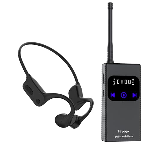 Tayogo Auriculares Natacion - Transmisor inalámbrico, Ideal para Spotify y Audible | Dispositivo de Comunicación para Entrenadores de Natación | Auriculares Conduccion Osea