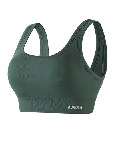 Image of AUROLA Power Womens Square Back Basic Sports Bra - Square Neck Padded Low Impact Yoga Bra Workout Crop Top