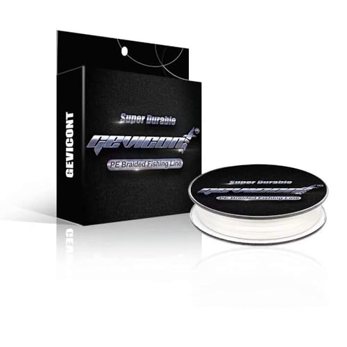 GEVICONT New PE Braided Fishing Line Super Durable 150Yds 300Yds 500Yds 8lbs-100lbs Black & White Color 4 Strands