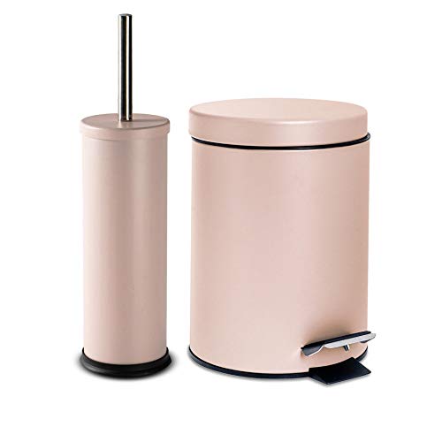Harbour Housewares 2 pièces 3 litres Salle de Bains et Toilettes Poubelle à pédale Brush Set - Matte Rose