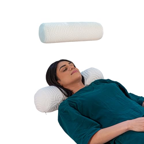Image of The White Willow Hard Foam Bolster Pillow- Side Sleeper Cushion- Round Pillow for Diwan, Bed & Sofa- Decorative Round Cushion- Between Legs Pillows- Back & Neck Support Bolster- Firm, X-Small