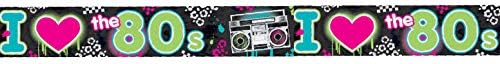 Miniatura 7 de Cartel de aluminio multicolor con texto en inglés "I Love The 80's  25 pies (paquete de 1)  Decoraciones de fiesta con temática de discoteca retro
