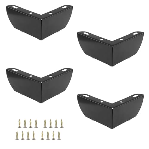 GVSS 4 Pièces Pieds de Meuble Triangulaires 5cm Noir, Pied Meuble avec 16 Clous,Pieds 5 cm,Pied Canapé,Pieds Angle Canape,Pied de Table Métal,Pied de...