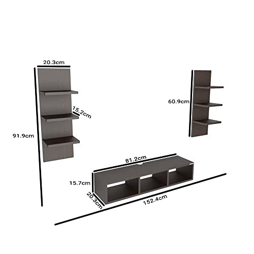 Image of ESTANTERIA Lacto Tv Unit Wall Mounted Engineered Wood TV Unit, TV Cabinet for Wall, TV Stand for Wall, TV Stand Unit Wall Shelf for Living Room, Set Top Box Wall Display Rack Stand -DIY(Wenge)