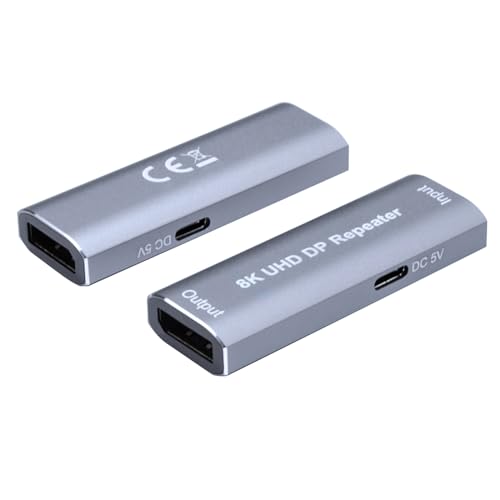 Image of 8k Displayport Repeater,Displayport Amplifier Repeater,DP Signal Booster Support Audio Formats DTS-HD /Dolby truehd /DTS /Dolby-ac3 / DSD (Gray DP 1.4)
