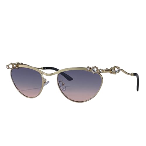 Lunettes de soleil œil de chat strass protection UV et monture métal