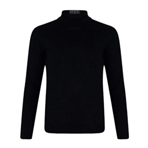 Girls Turtleneck Long Sleeve Plain Basic Top Kids Boys Jersey Polo Tops Colour: Black 11-12 Years