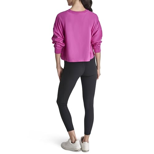 DKNY womens Logo Long Sleeve Cropped Drop Shoulder T-shirt4