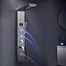 MENATT LED Shower Panel, 5-in-1 Shower Tower System, Rainfall & Waterfall Shower Head, Massage Jets, Tub Spout, Handheld Shower (Brushed)