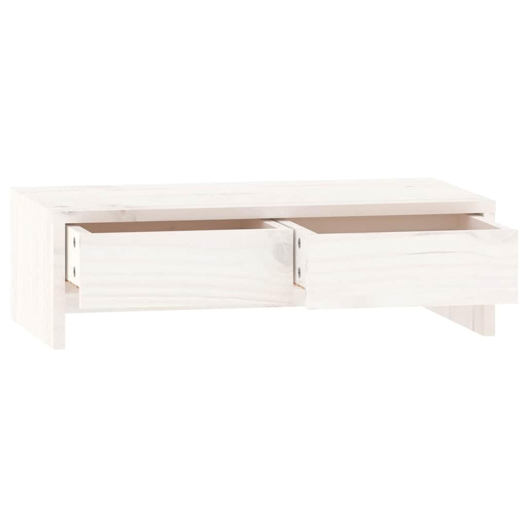 Podstawka Pod Monitor Biała 50x27x15 cm z Litego Drewna Sosnowego