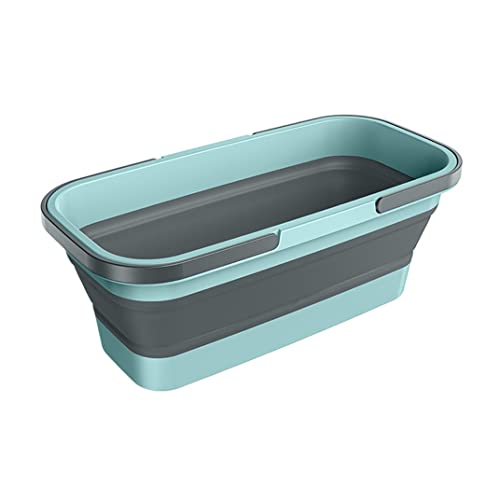 vasca pieghevole con maniglia, cestino per la spesa portatile, cassa da picnic in plastica per esterni e cestino per la biancheria (colori: grigio e blu) - da picnic