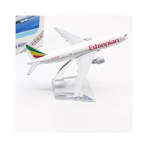 Modelo de avión B777 de Ethiopian Airways en metal fundido a presión de 16 cm con base de aleación