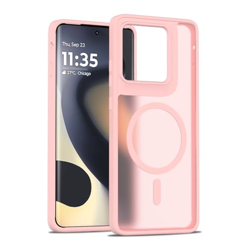 Kukoufey Compatible with Motorola Edeg 2025 Case Cover,Compatible with MagSafe,Compatible with Motorola Edeg 2025 Translucent Matte Drop Proof Cell Phone Protective Case Pink