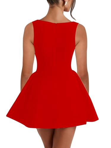 Image of BORIFLORS Women's Sexy Square Neck Bodycon Mini Dress Ruched Corset Cocktail Party Short Dresses