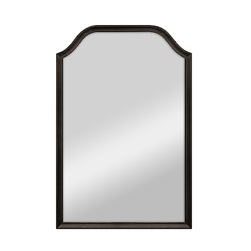 Image of MCS Master & Co. 24x36 Mirror with Black Woodgrain Solid Wood Frame, Arched Wall Hanging Large Mirror for Bathroom, Bedroom & Livingroom