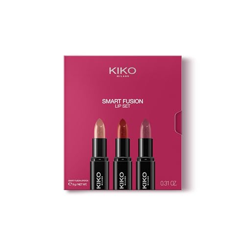 KIKO Milano Smart Fusion Lip Set 02, Lippen-Set Mit 3 Lippenstiften Mit Glänzendem Finish