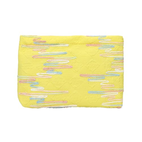 Genérico Dulces Color Lindo Maletín de Inodoro de Gran Capacidad Estuche de Maquillaje Bordado Portátil Creativo Bolsa de Maquillaje Baño Bolsa de Ducha, amarillo, 260.00x170.00x30.00mm