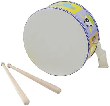 JOLLYLAND Kids Drum Wooden Drum Toy Drum with Adjustable Strap Educational Percussion Baby Musical Toy Sensory Musical Instrument Toys for Toddler Boys & Girls Gift (Blue Animal Cartoons)