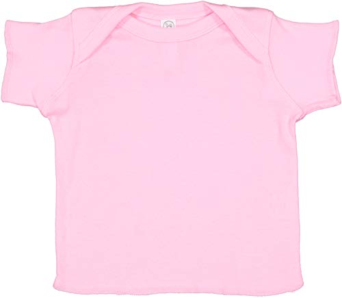 RABBIT SKINS, Baby Soft Lap Shoulder Short Sleeve T-Shirt, Pink, Newborn