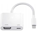 Lightning to HDMI Adapter for iPhone iPad, Apple MFi Certified 1080P Lightning to Digital AV Adapter Sync Screen Converter with Charging Port for iPhone iPad HDMI Converter to HD TV Projector Monitor