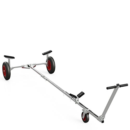 Telaio in acciaio zincato SUPROD Carrello da Barca Pieghevole Carrello per Il Lancio delle Barche rimorchio a Mano Carrello per Barca Gonfiabile rimorchio de Barca TR350-L-LU, Aria, Ø 350 mm, Nero/Rosso