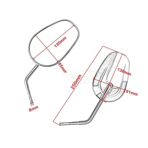 Rétroviseurs noirs de moto 8mm custom compatible Shadow Dragstar