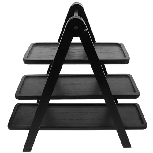 STOBAZA Wooden 3 Tier Serving Tray: Food Display Stand for Hotpot Restaurants - Space-Saving Multi-Layer Storage Rack Rustic Wood Tray