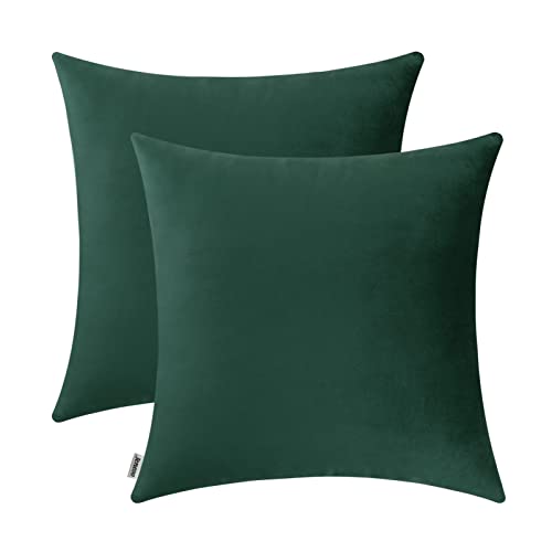Housses de coussins velours Jeneoo Comfy Decor pour canapé, 20 x 20 po, 2 pièces vert chasseur