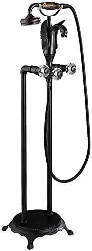 ASerZenith Retro Freestanding Bath Taps Bathroom Mixer Tap Bathtub Tap Double Bath Tap with Shower Waterfall Copper Bath Shower Mixer Taps(Vintage Black)