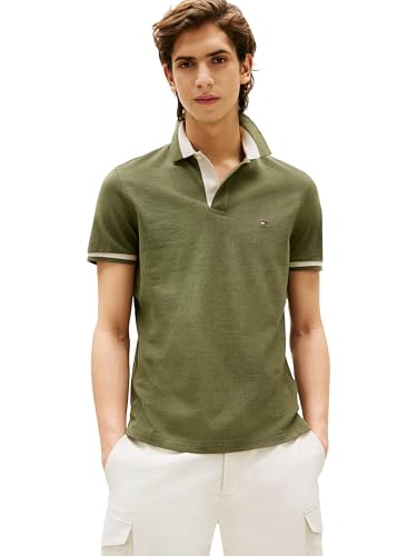Tommy Hilfiger Men's Short Sleeve Casual Polo Shirts in Regular Fit with Stretch and Contrast Collar Designs
