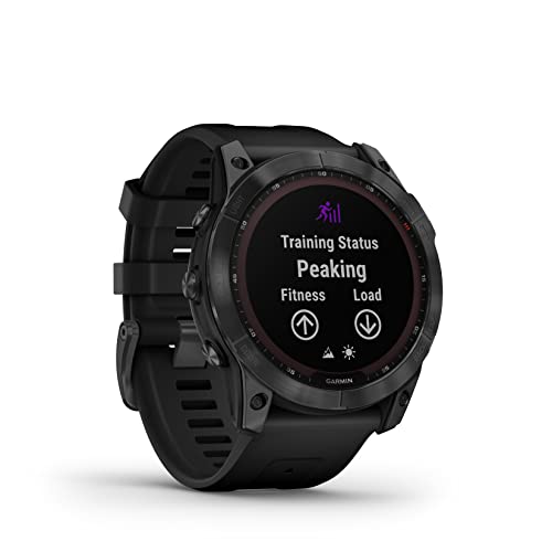 Garmin - fenix 7X, Solar - Montres GPS multisports connectée haute performance - Gray avec bracelet noir – Boitier 51 mm